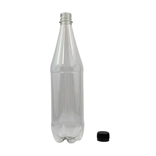 HS 1 L Clear PET Bottles with Caps x 24