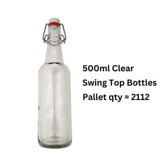HS 500ml Clear Swing Top Bottles with Closures (Pallet 2112)