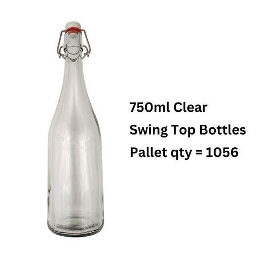 HS 750ml Clear Swing Top Bottles with Closures (Pallet 1056)