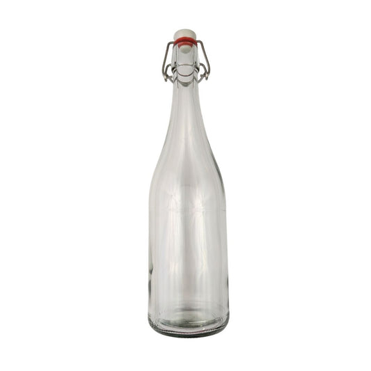HS 750ml Clear Swing Top Bottles with Closures x 12